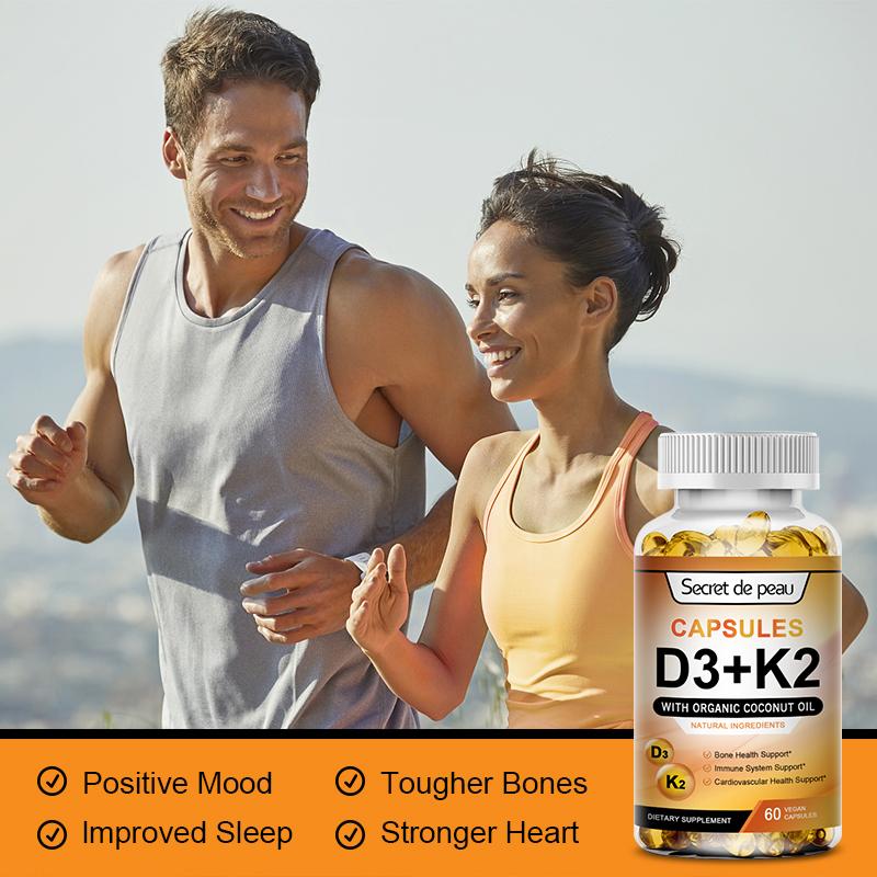 Secret De Peau D3K2 Capsules Daily Supplement Supports Healthy Immune System Heart And Strong Bones Vegetarian Capsules - M inch