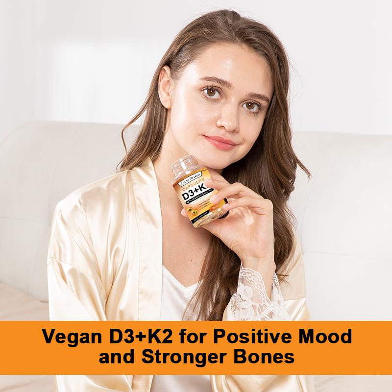 Secret De Peau D3K2 Capsules Daily Supplement Supports Healthy Immune System Heart And Strong Bones Vegetarian Capsules - M inch