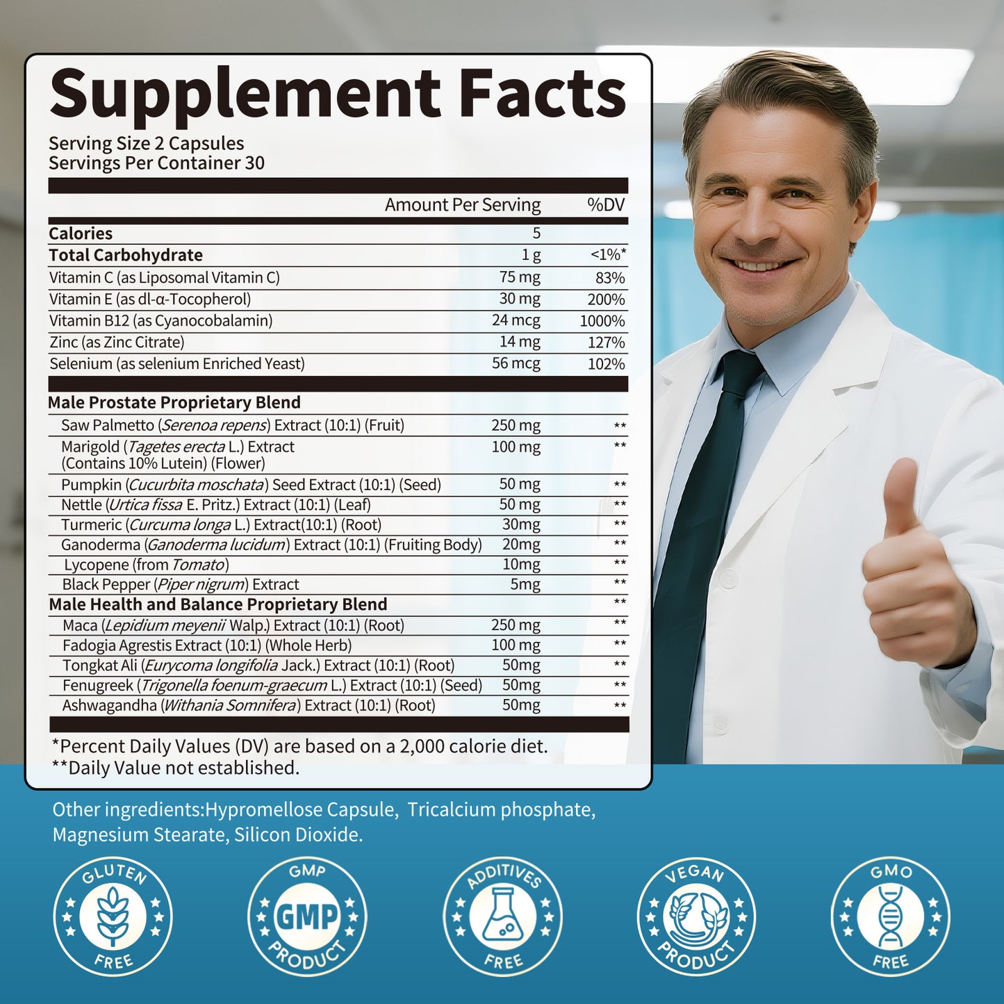 Prostate Supplement for Men,with Saw Palmetto Pumpkin Seed & Nettle, for Prostate Health,Bladder & Urinary Health, 60 Capsules