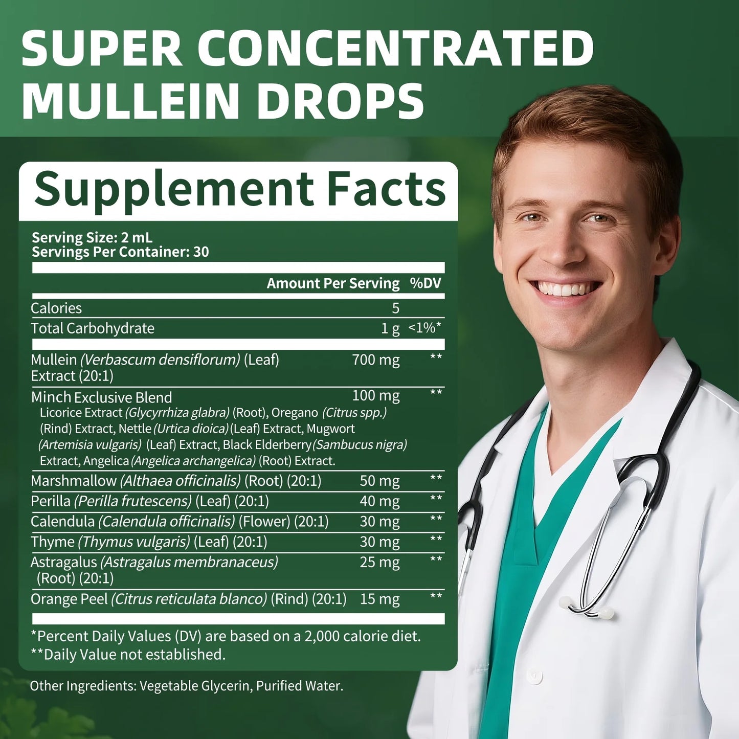 Mullein Leaf Extract Drops,Powerful Mullein Supplement for Immune Support,Detox & Respiratory Support,Lung Cleanse for Smokers - 2 Oz