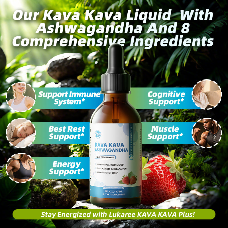 Kava Kava Root Extract Supplement - Kava w/ Ashwagandha, Lemon Balm, Valerian Root for Relaxation, Liver, Cognitive Support & Immune System