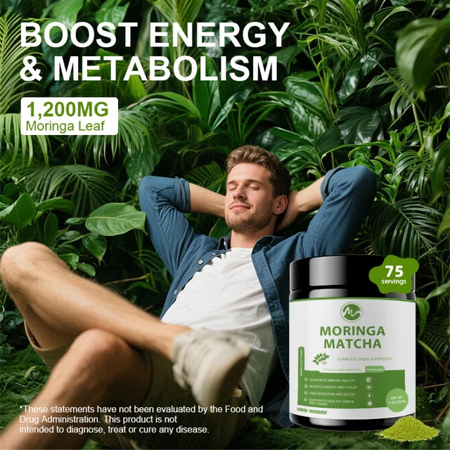 Moringa Powder – Moringa Oleifera Leaf Powder, with Matcha, Green Tea – 8Oz 227g