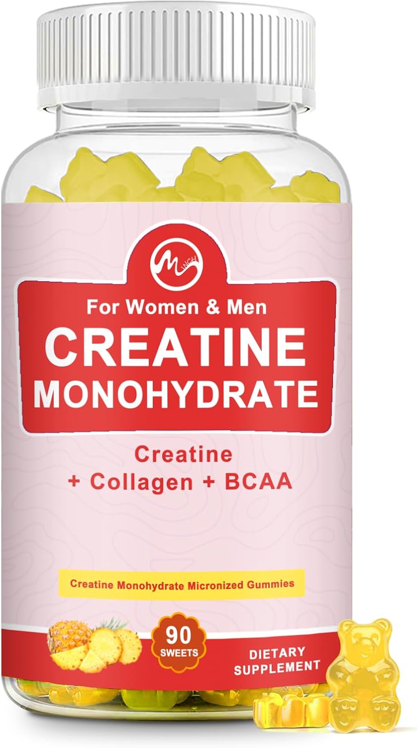 Minch Creatine Monohydrate Gummy for Women & Men, Creatine Supplements, Sugar Free, Chewable, for Muscle Support