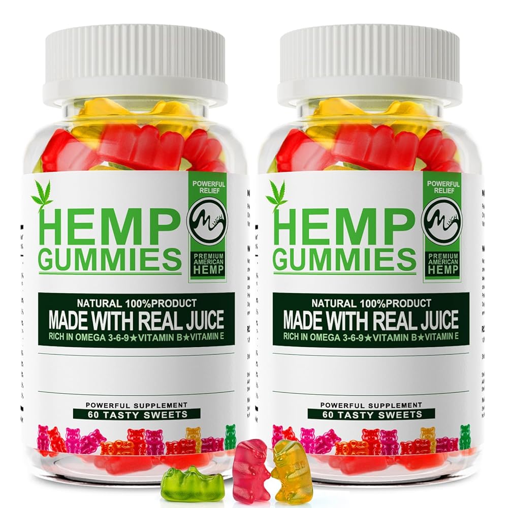 Colorful fruity hemp gummies in bottle – 120 count (2-pack)