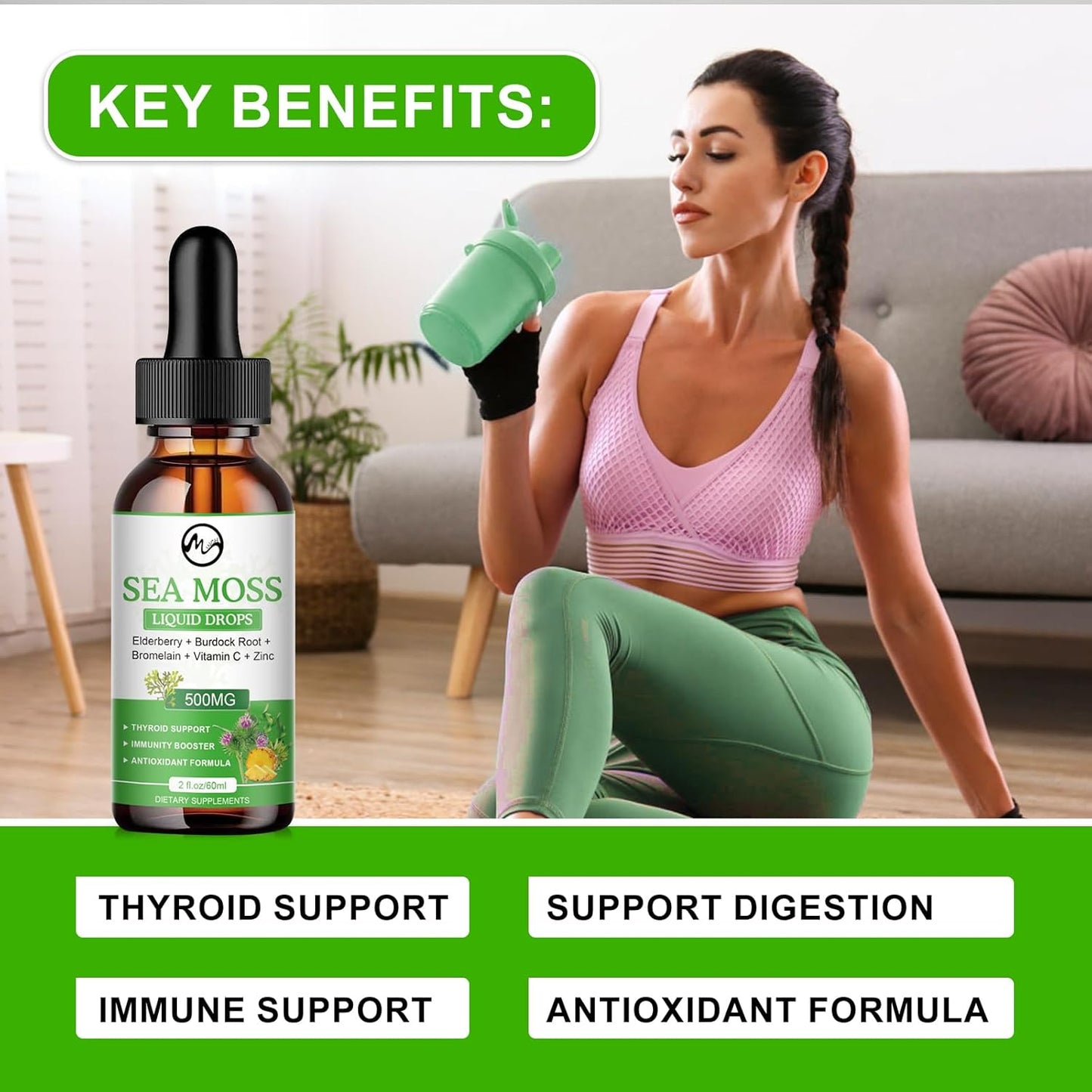 Vegan Sea Moss Drops for Joint, Skin, and Thyroid Support
