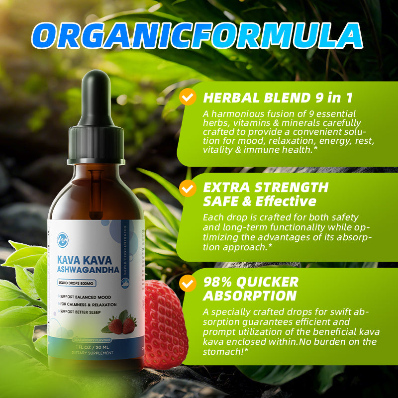 Kava Kava Root Extract Supplement - Kava w/ Ashwagandha, Lemon Balm, Valerian Root for Relaxation, Liver, Cognitive Support & Immune System