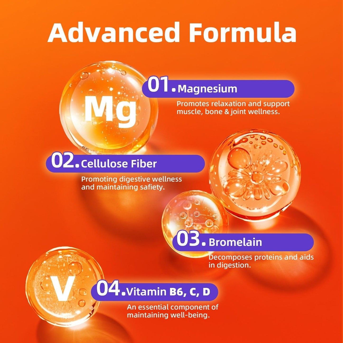 M inch Magnesium Glycinate Liquid, High Absorption Magnesium Liquid Drops with Cellulose Fiber, Bromelain, Vitamin B6, C, D, Zinc, Magnesium Supplement for Kids and Adults, Strawberry Flavor, 2 Pack - M inch