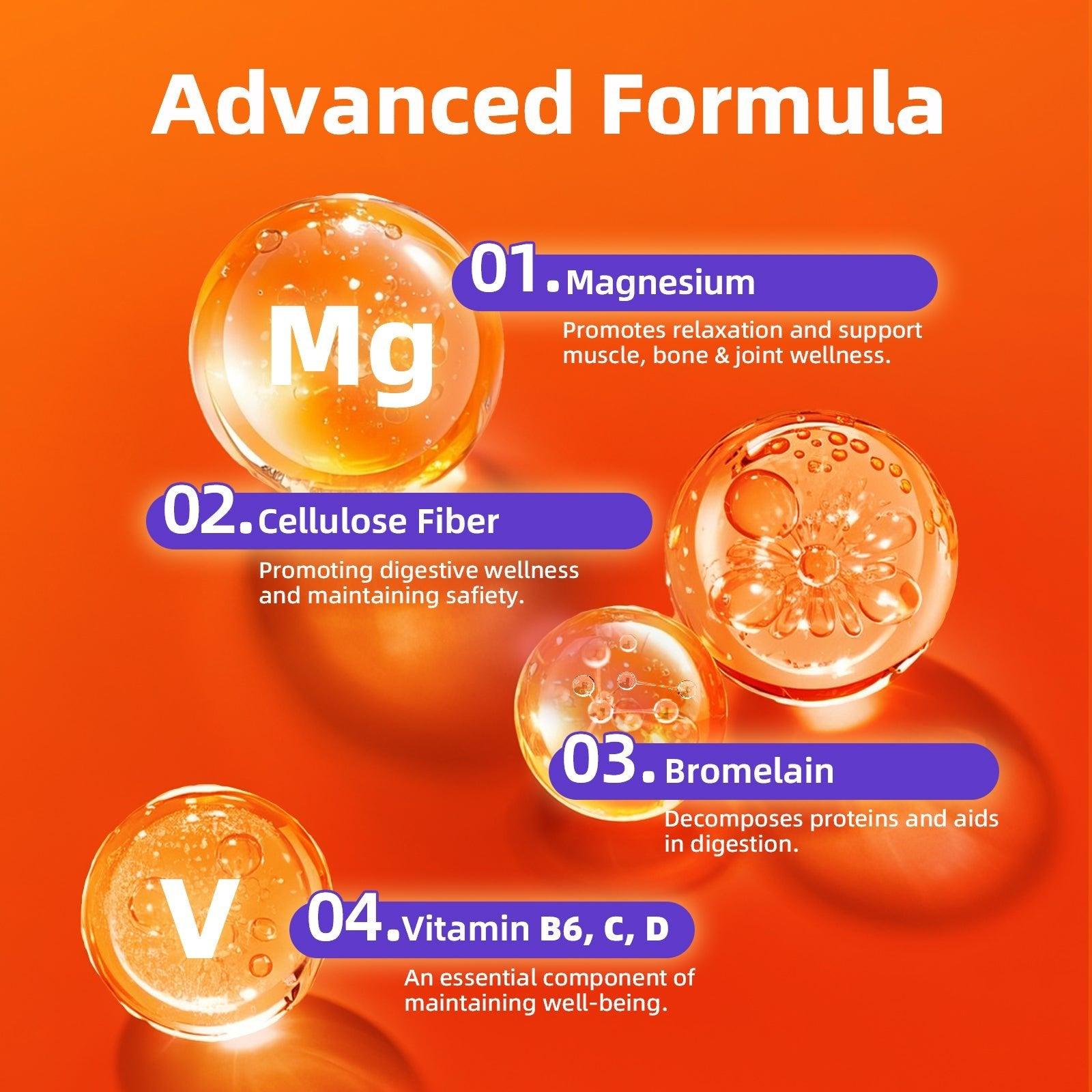 M inch Magnesium Glycinate Liquid, High Absorption Magnesium Liquid Drops with Cellulose Fiber, Bromelain, Vitamin B6, C, D, Zinc, Magnesium Supplement for Kids and Adults, Strawberry Flavor, 2 Pack - M inch