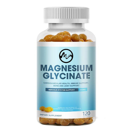 Magnesium Glycinate Capsules 500mg Support Bone Immune System Heart Health Mineral Supplement Help Natural Sleep - M inch