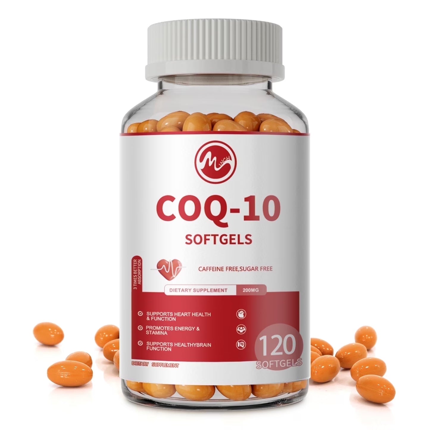 COQ10 Capsule 200mg, Coenzyme Q10 Supplement, Support Antioxidant Cardiovascular & Heart Health - 120 Vegetarian Capsule