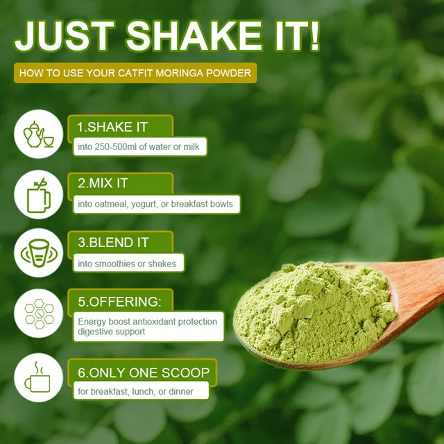 Moringa Powder – Moringa Oleifera Leaf Powder, with Matcha, Green Tea – 8Oz 227g