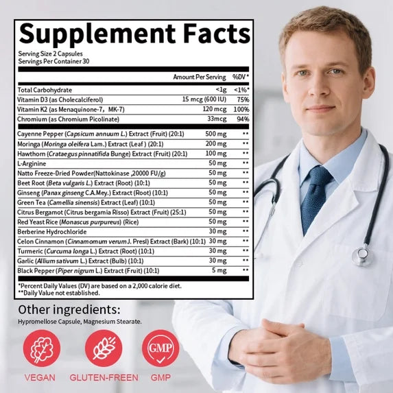 Cayenne Pepper Capsules Supplement, w/Vitamin D3 K2,Ginger, Garlic, Turmeric, Beet Root, and Black Pepper Extract,60 Count