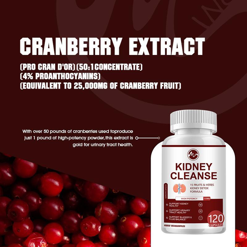 Minch Premium Kidney Cleansing Supplement Support Formula with Cranberry Extract Helps Healthy Kidneys and Urinary Tract Support - M inch