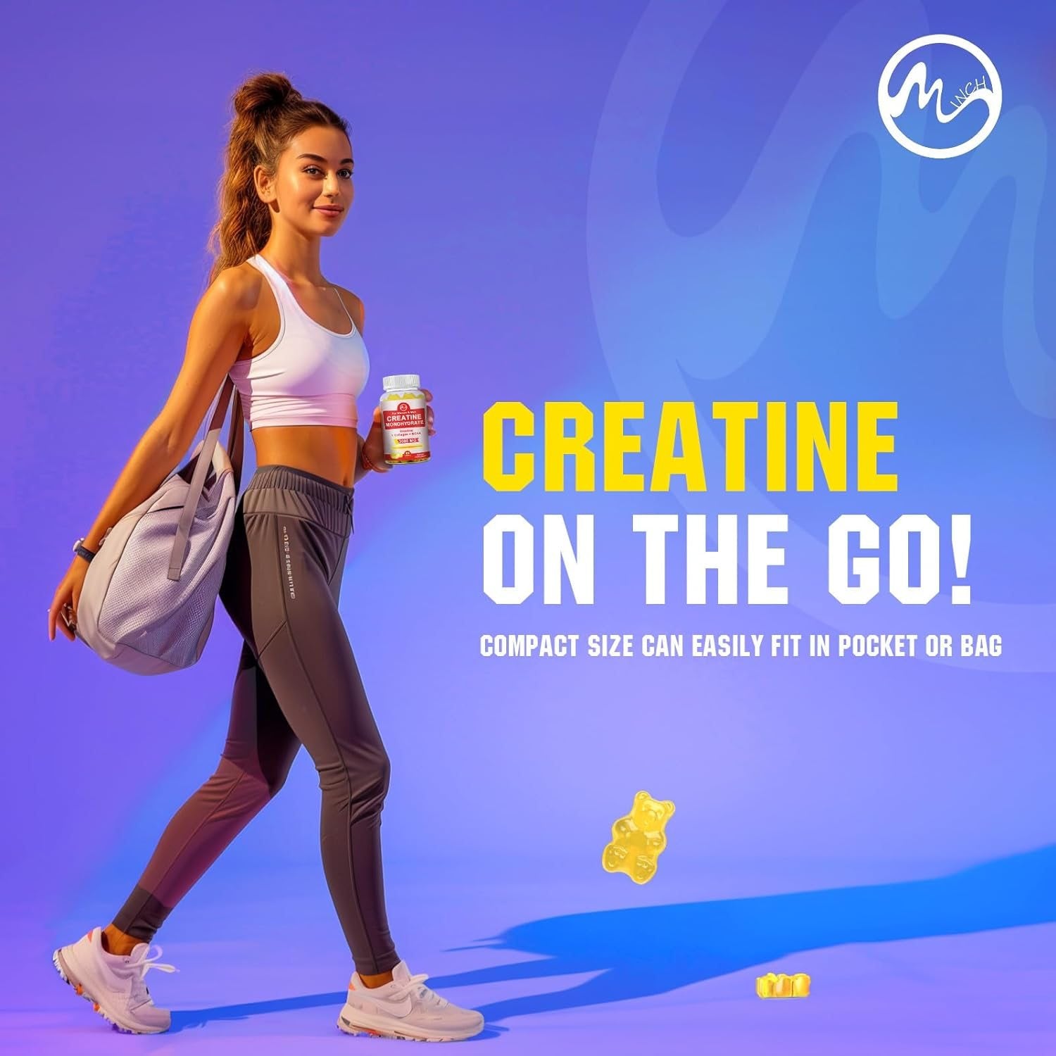 M inch Creatine Monohydrate 3000MG Gummies 90pcs 2 Packs - M inch