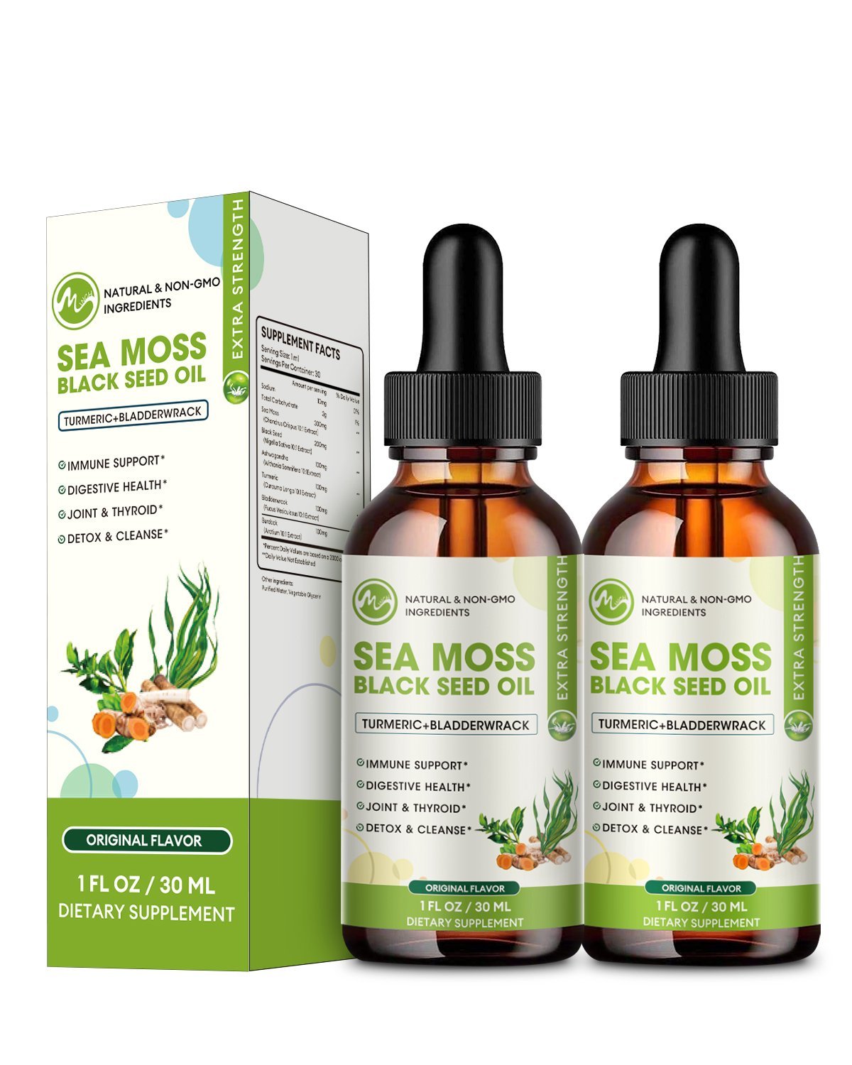 Sea Moss Liquid Drop - Black Seed Oil Sea Moss Gel Drop with Ashwagandha, Burdock Root, Bladderwrack, 2 Fl Oz, Original Flavor - M inch