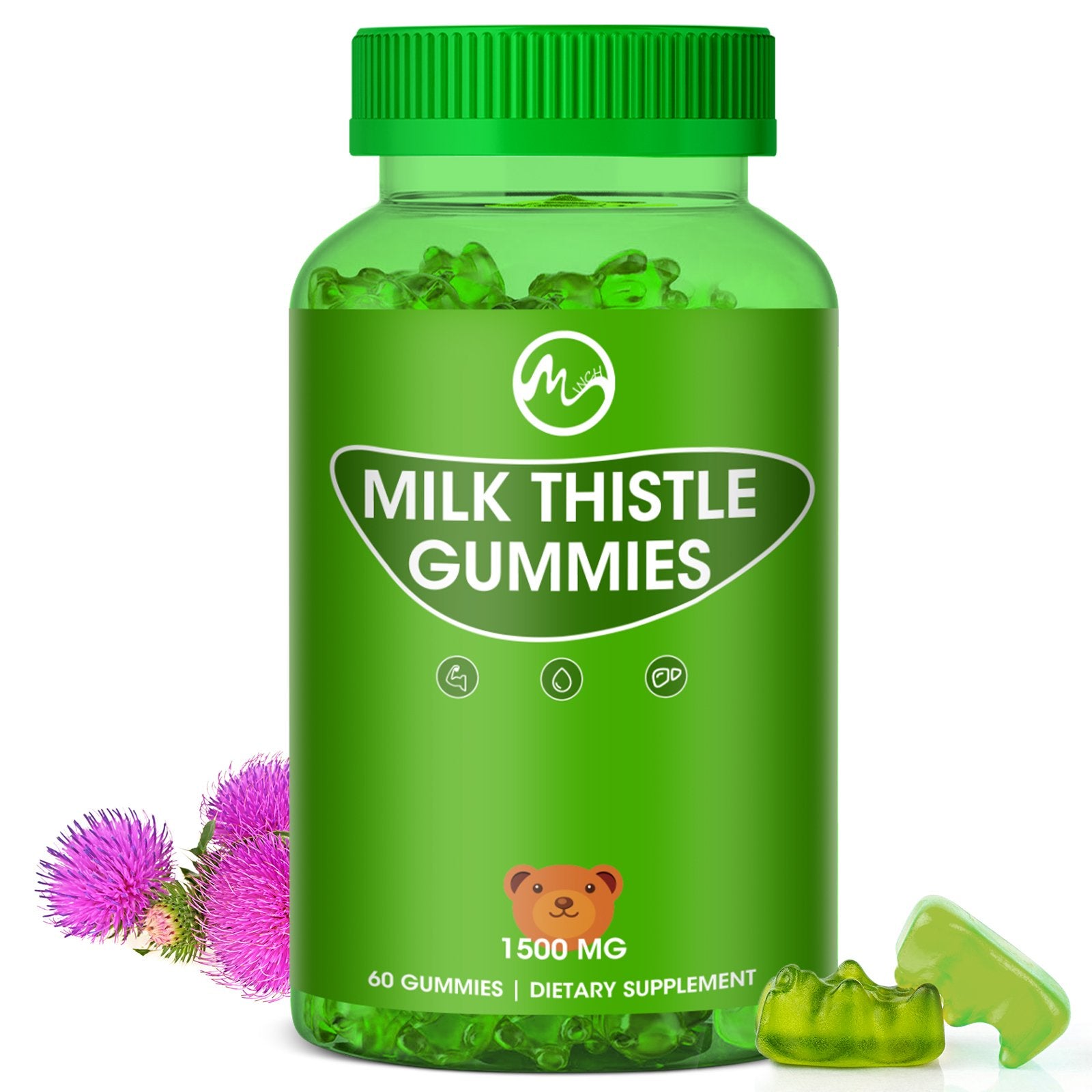 Milk Thistle Gummies, Liver Cleanse Gummy, Organic Liver Detox Supplements for Men & Women - 120 Gummies - M inch