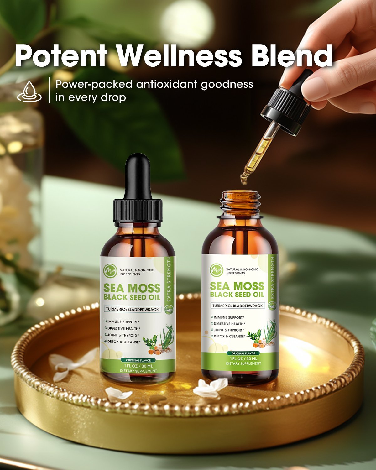Sea Moss Liquid Drop - Black Seed Oil Sea Moss Gel Drop with Ashwagandha, Burdock Root, Bladderwrack, 2 Fl Oz, Original Flavor - M inch