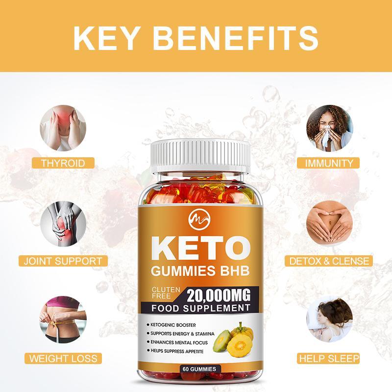 Minch 60Pcs Keto Gummies Ketone Fat Burner Bear Gummy With Apple Vinegar Cider Ketogenic Weight Loss Products For Men & Women - M inch