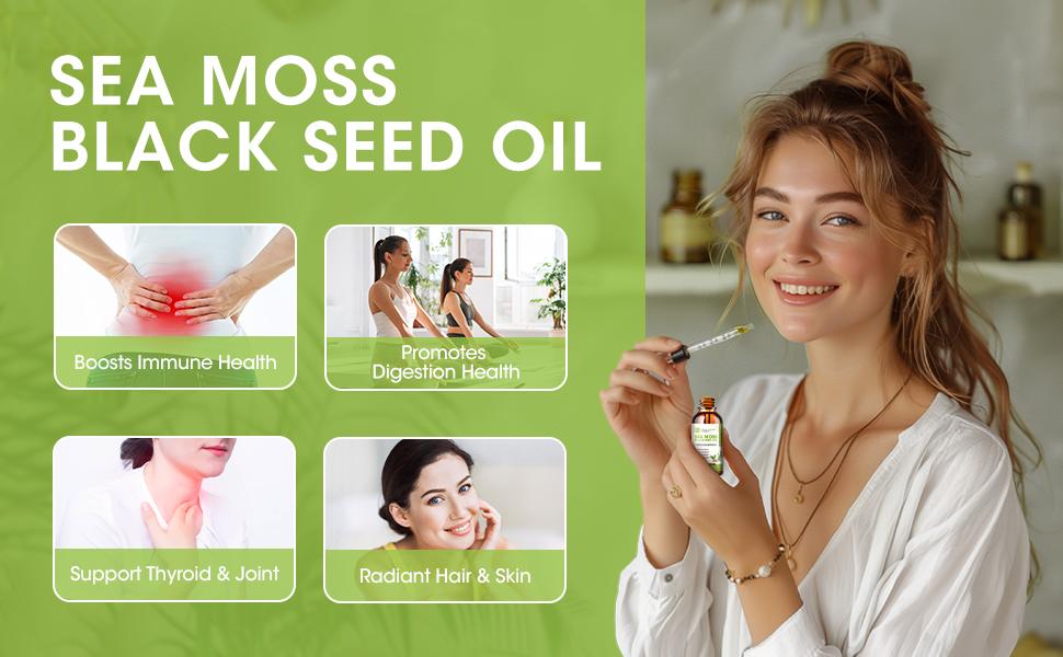 Sea Moss Liquid Drop - Black Seed Oil Sea Moss Gel Drop with Ashwagandha, Burdock Root, Bladderwrack, 2 Fl Oz, Original Flavor - M inch