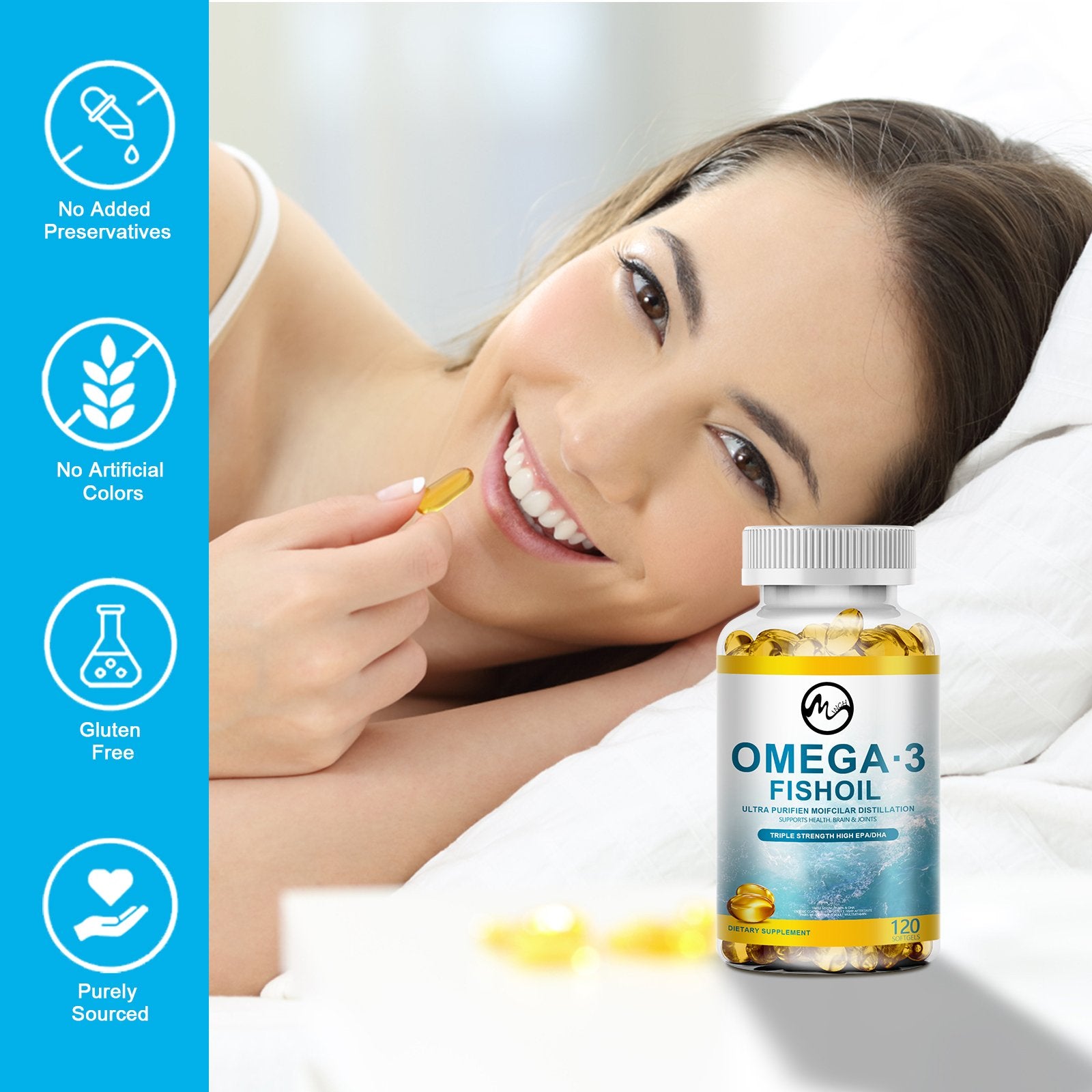 Minch Deep Sea Fish Oil Capsule Triple Strength Omega3 Support Heart & Brain Healthy Immune Improve Immunity - M inch