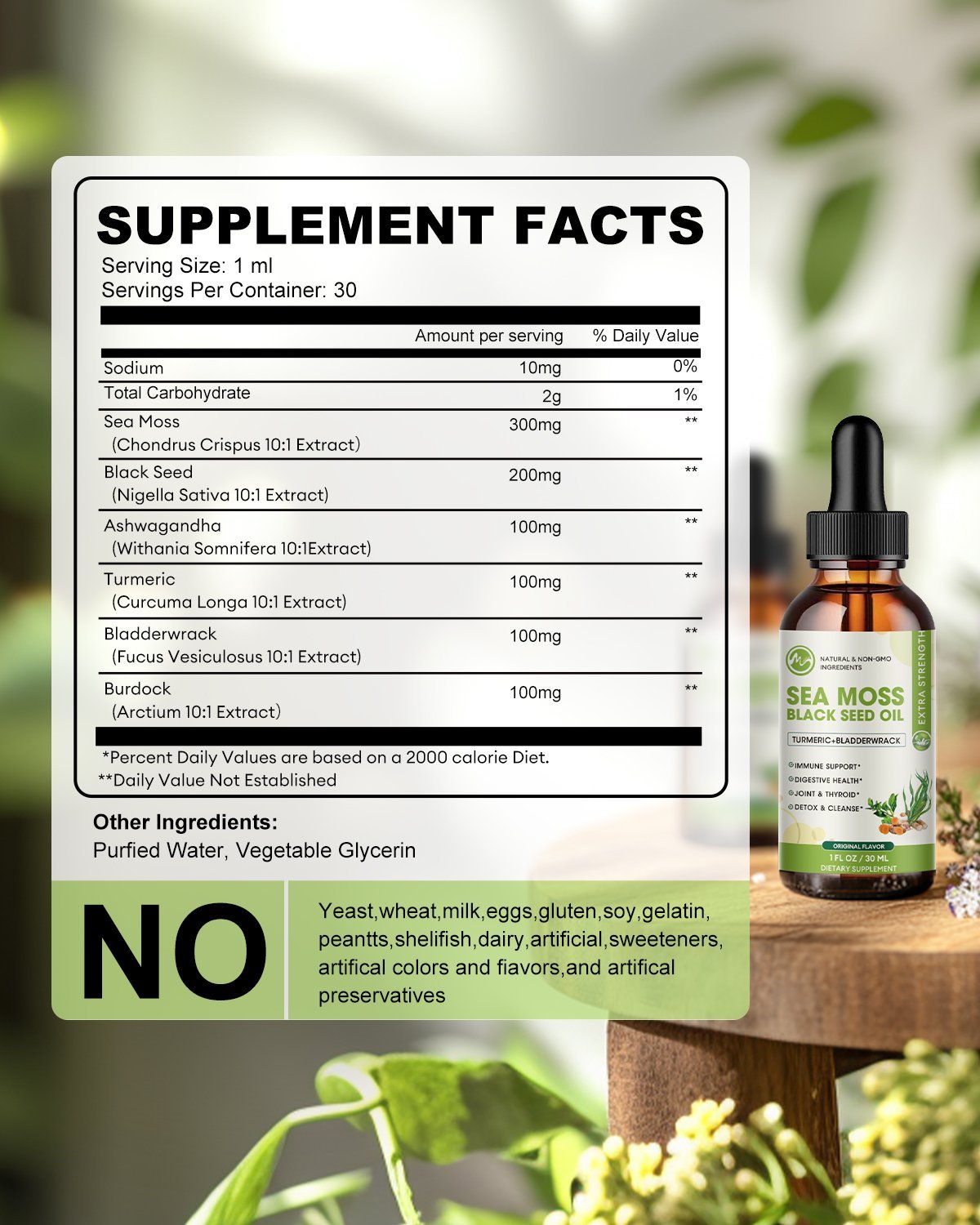 Sea Moss Liquid Drop - Black Seed Oil Sea Moss Gel Drop with Ashwagandha, Burdock Root, Bladderwrack, 2 Fl Oz, Original Flavor - M inch