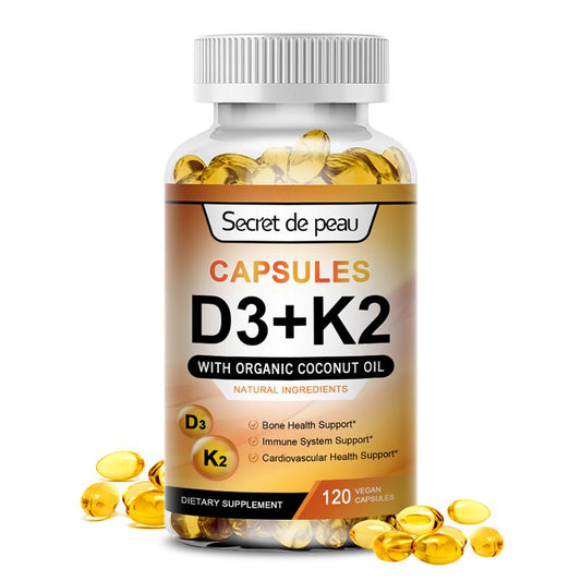 Secret De Peau D3K2 Capsules Daily Supplement Supports Healthy Immune System Heart And Strong Bones Vegetarian Capsules - M inch