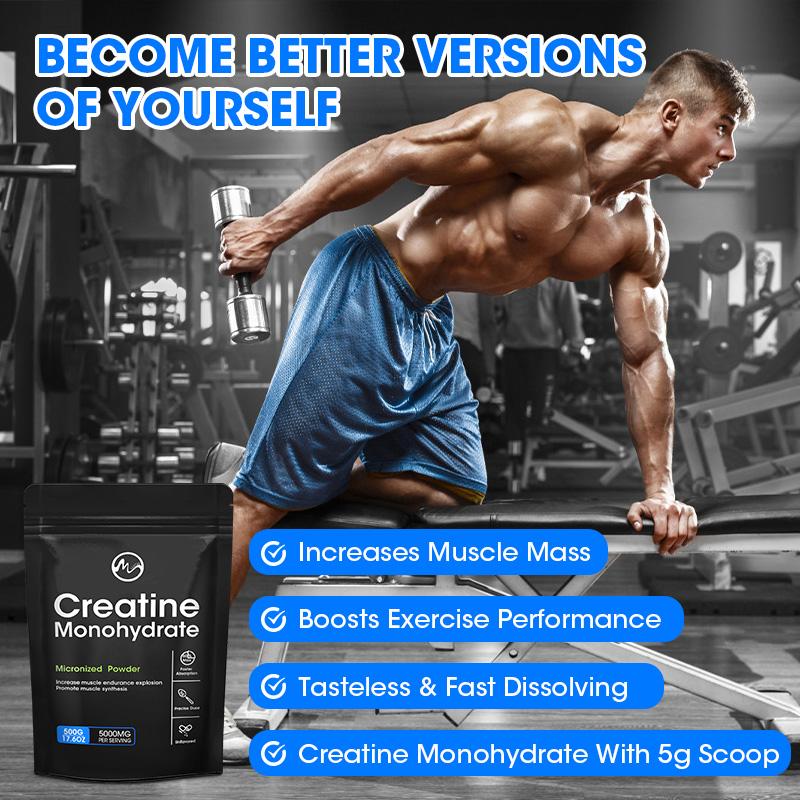 Creatine Monohydrate Micronized Powder Energy Performance Whey Proteins for Muscle Mass Workout Recovery Men‘s Energy Supplement - M inch