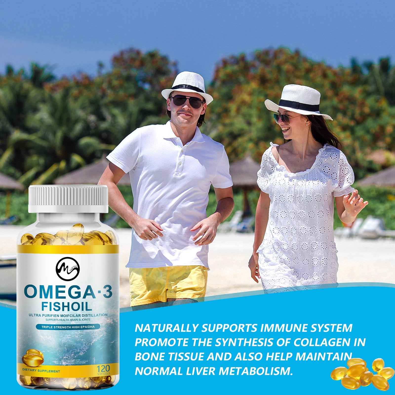 Minch Deep Sea Fish Oil Capsule Triple Strength Omega3 Support Heart & Brain Healthy Immune Improve Immunity - M inch