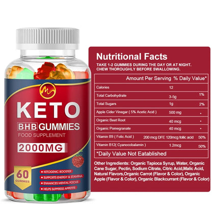 (2 Pack) Minch Keto BHB Gummies 2000mg with MCT Oil, Apple Cider Vinegar, Supply Dietary Supplement, 120 Gummies