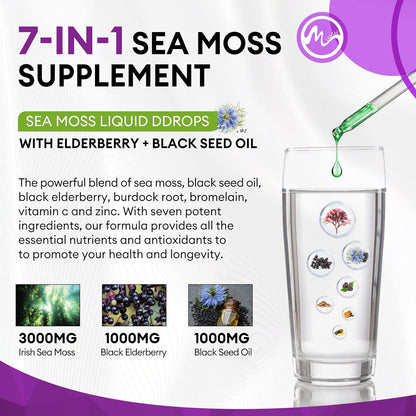 Irish Sea Moss Liquid Drops for Joint, Digestion, Immune Support