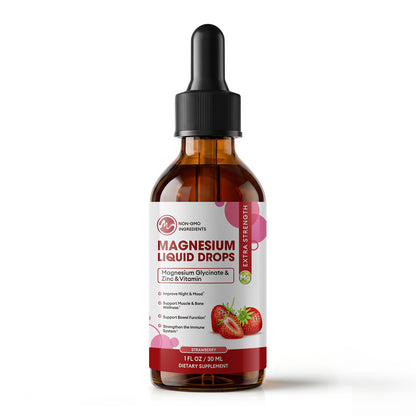 Minch Magnesium Liquid Drops 12-in-1 Magnesium Glycinate Complex | Strawberry Flavor