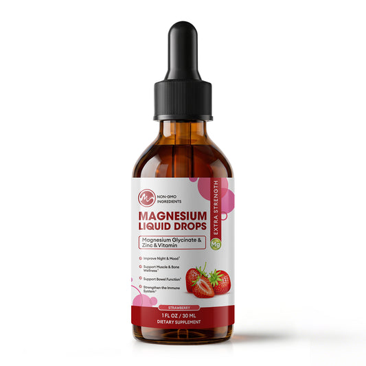 Minch Magnesium Liquid Drops 12-in-1 Magnesium Glycinate Complex | Strawberry Flavor