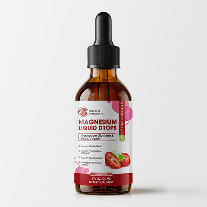 Minch Magnesium Liquid Drops 12-in-1 Magnesium Glycinate Complex | Strawberry Flavor