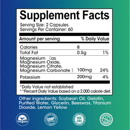 Potassium Magnesium (Citrate) Capsule Supplement, Muscle, Heart & Hydration Support,120 Capsules