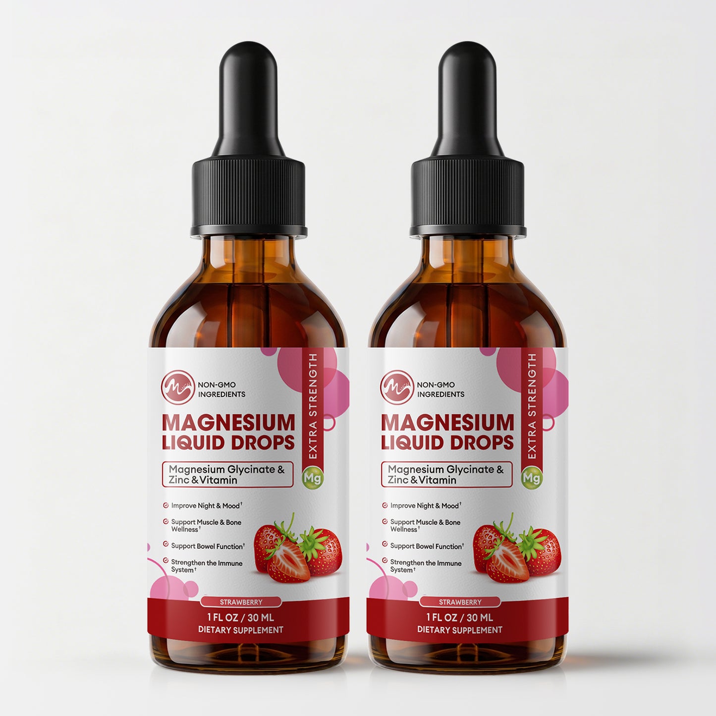 Minch Magnesium Liquid Drops 12-in-1 Magnesium Glycinate Complex | Strawberry Flavor
