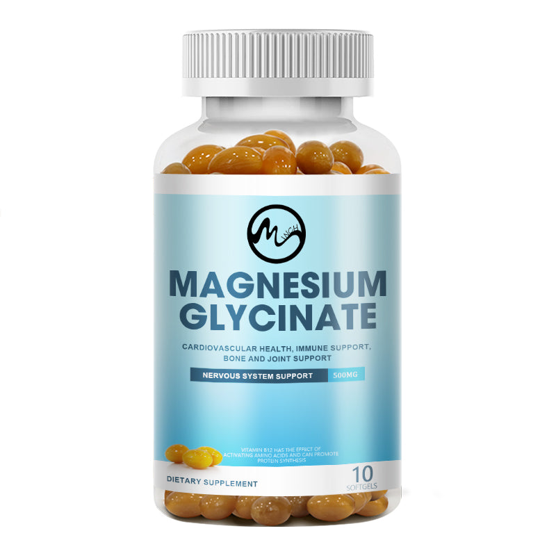 Magnesium Glycinate Capsules 500mg Support Bone Immune System Heart Health Mineral Supplement Help Natural Sleep