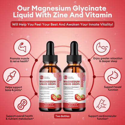Minch Magnesium Liquid Drops 12-in-1 Magnesium Glycinate Complex | Strawberry Flavor