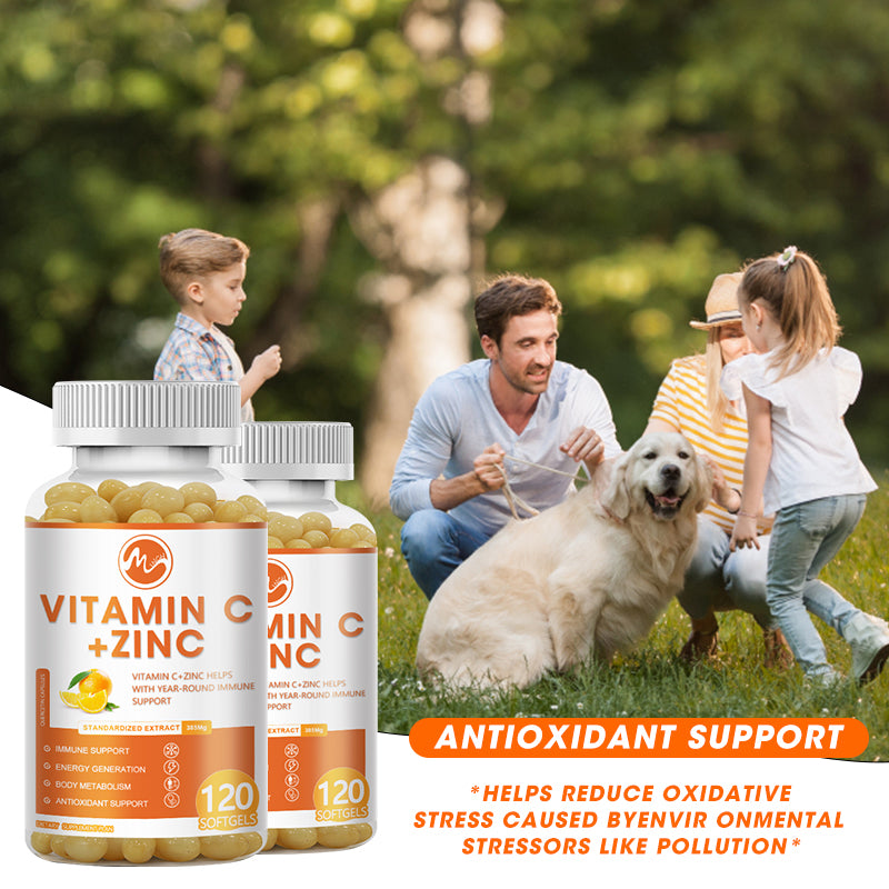 Vitamin C 1000mg Capsule With Zinc 20mg Immune Support, Energy Supplement Promote Hair, Skin, Nails & Joint Health Antioxidant