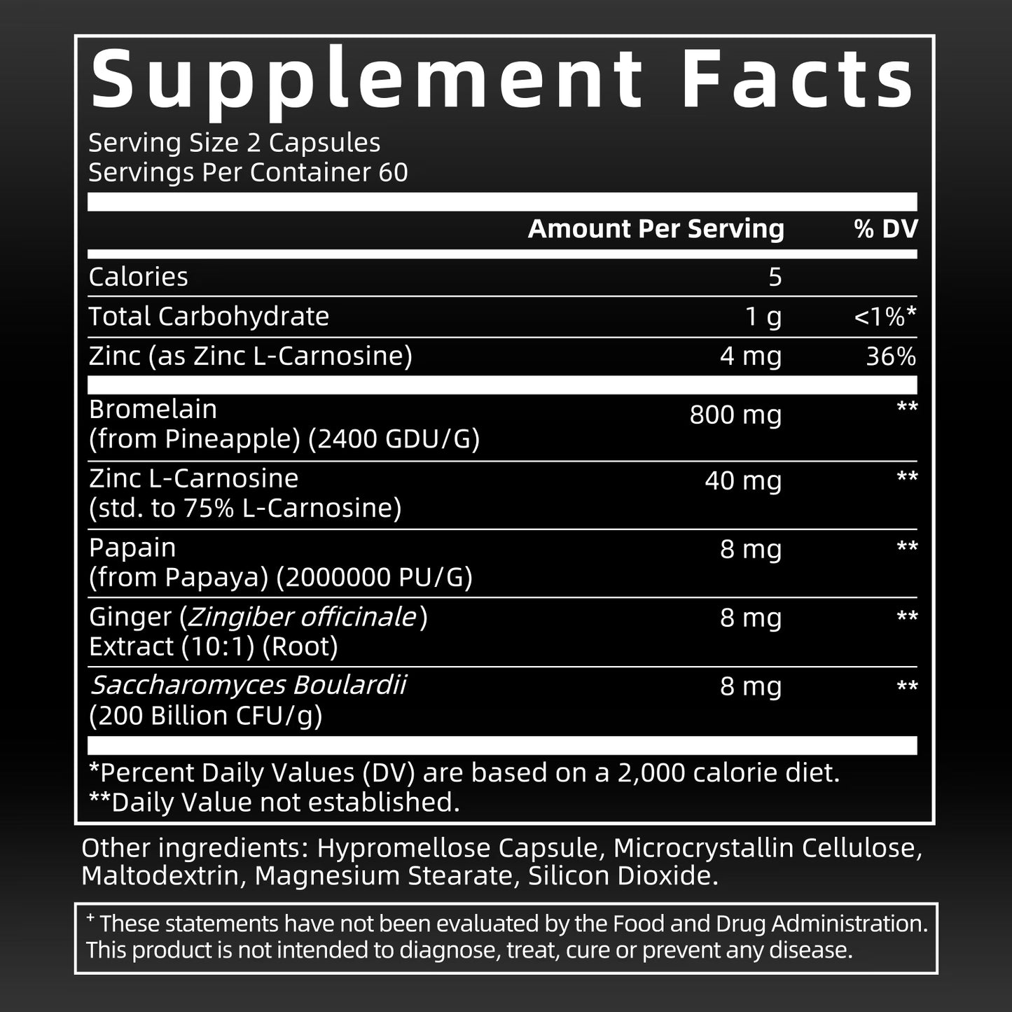 Bromelain Capsule Supplement,Supports Digestive Health,Pineapple Enzyme Supplement，120 Tablets
