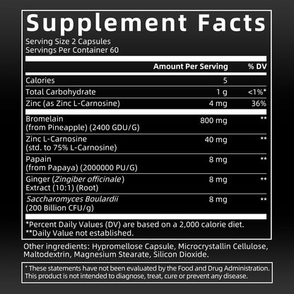 Bromelain Capsule Supplement,Supports Digestive Health,Pineapple Enzyme Supplement，120 Tablets