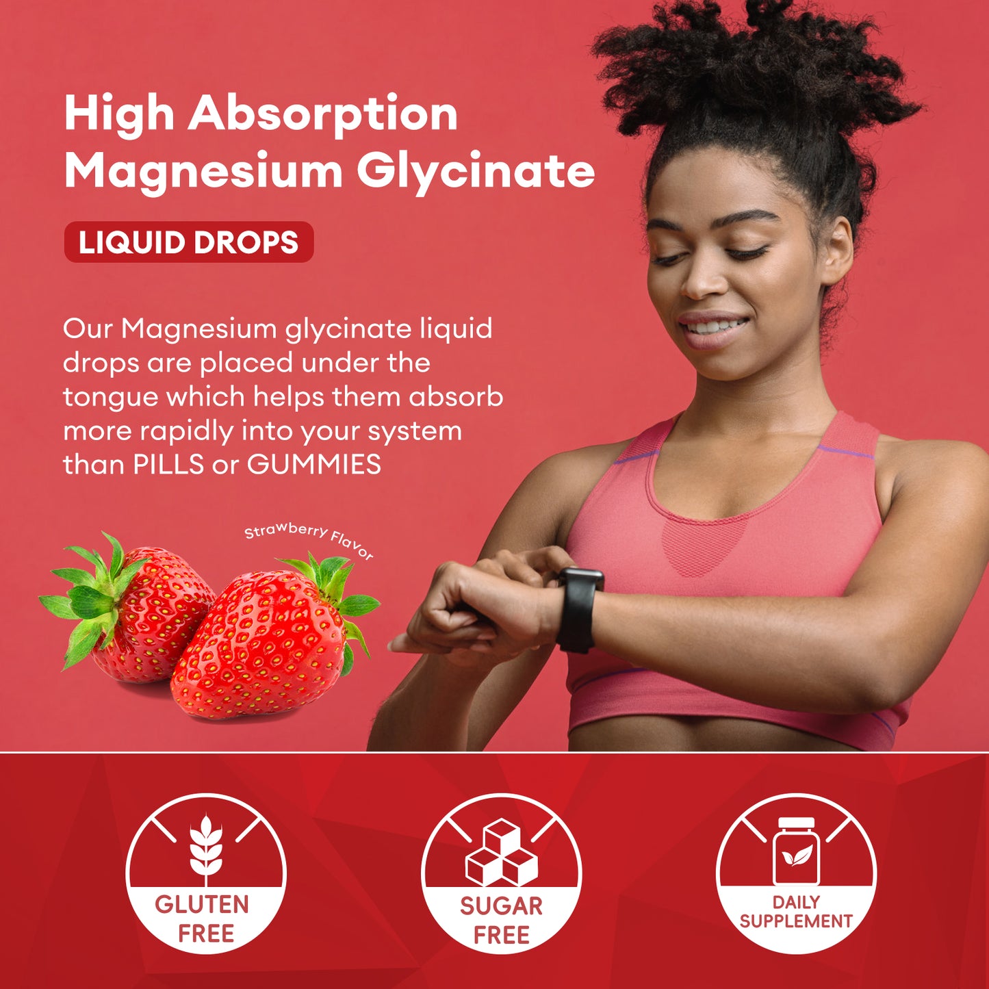 Minch Magnesium Liquid Drops 12-in-1 Magnesium Glycinate Complex | Strawberry Flavor