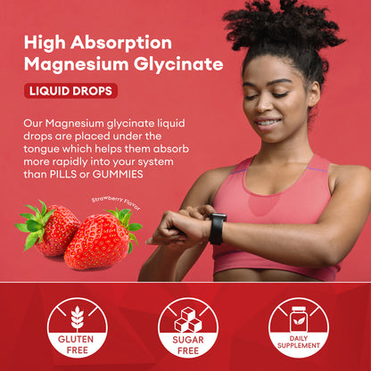 Minch Magnesium Liquid Drops 12-in-1 Magnesium Glycinate Complex | Strawberry Flavor