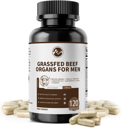 Beef organ supplement for men - liver, heart, kidney, pancreas capsules