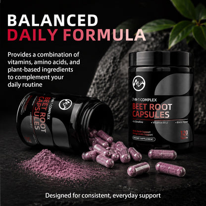 Beet Root Capsules,With Taurine L-Citrulline Black Pepper, Beet Root Powder Supplement Supports Digestive, Immune System,120 Count