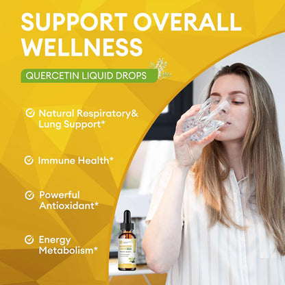 Quercetin Supplements 700mg Liquid Drops- 5 in 1 Quercetin with Bromelain Elderberry Vitamin for Immunity Health Respiratory