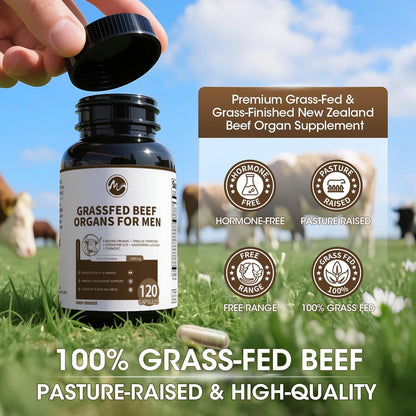 13-in-1 Vitality Complex Beef Organs Supplement for Men with Grass-Fed Beef Liver, Heart, Kidney, Pancreas, Tribulus Terrestris, CoQ10, Ganoderma