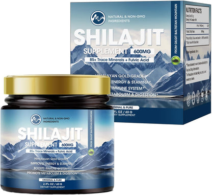 M inch 600mg Shilajit Pure Siberia Organic Shilajit Resin - Shilajit Resin for Men & Women with High Potency for Energy, Strength & Immunity