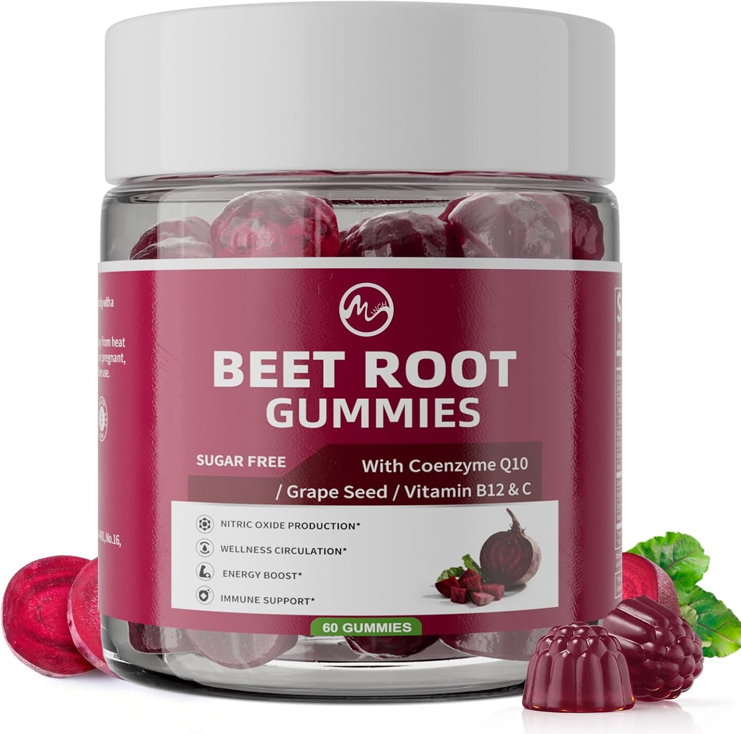 M inch Beet Root Gummies, Pomegranate Flavor, 1 Pack