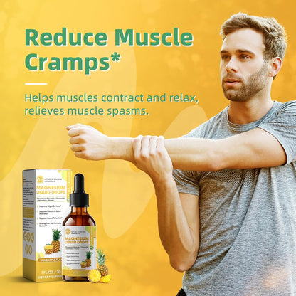 M inch High Absorption Magnesium Glycinate Liquid Drops with Chamomile, Hawthorn, Ginger Extract & Vitamin B6, B9, B12, C, D3, Pineapple Flavor, 2 Pack