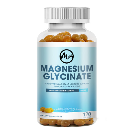 Magnesium Glycinate Capsules 500mg Support Bone Immune System Heart Health Mineral Supplement Help Natural Sleep